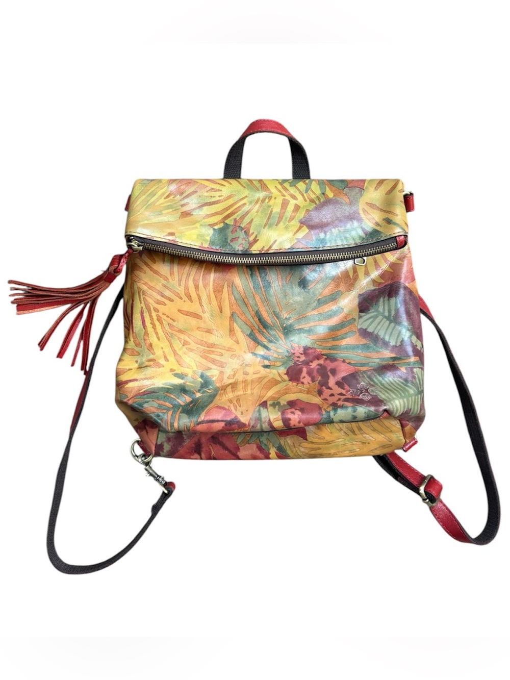 Patricia Nash LUZILLE Convertible Painted Leather Backpack Bag Tropical Dreams